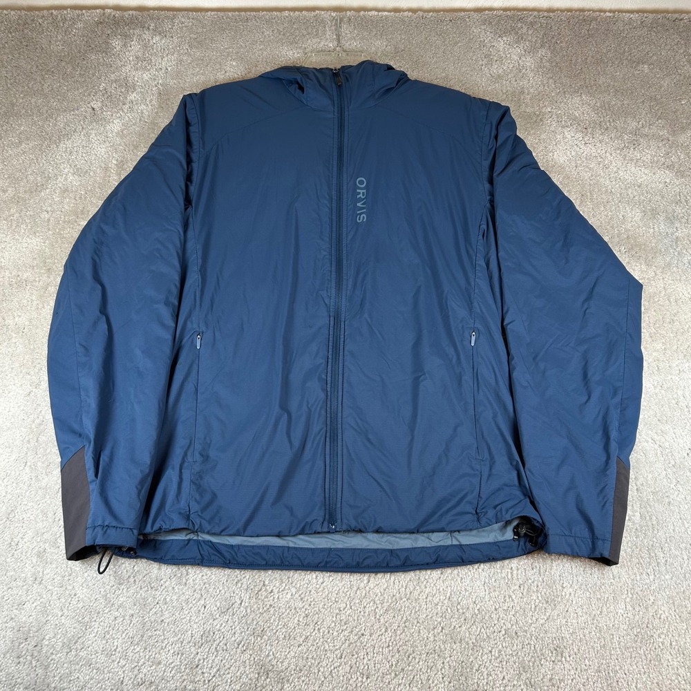 Orvis PRO Insulated Hoodie Mens Medium Blue Full Zip Ripstop Jacket 3CE3 Read!!!